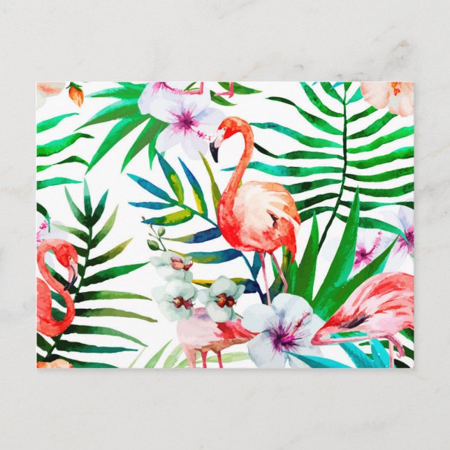 Cartão Postal Arte tropical flamingo (Frente)
