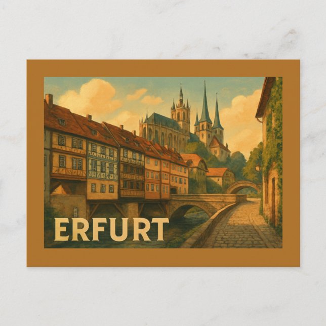 Cartão Postal Arte Urbana da Cidade de Erfurt Alemanha (Frente)