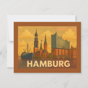 Cartão Postal Arte Urbana da Cidade de Hamburgo Alemanha