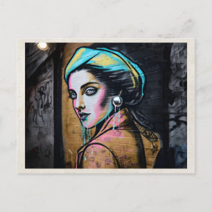 Cartão Postal Arte Urbana de Grafite Fino Remix de IA