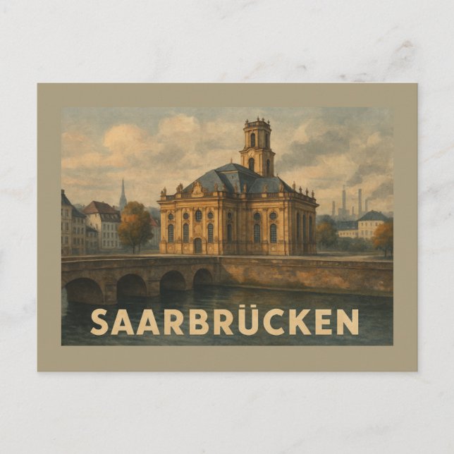 Cartão Postal Arte Urbana de Saarbrücken Alemanha (Frente)