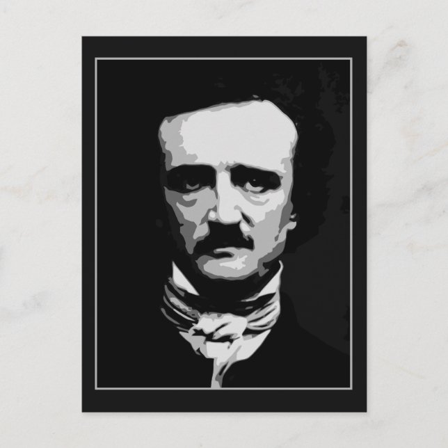 Cartão Postal Arte vetorial branca e negra, Edgar Allan Poe (Frente)