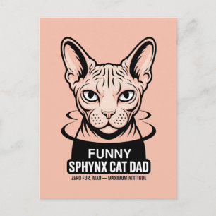 Cartão Postal Arte Vetorial de Pai de Gato Sphynx Engraçado