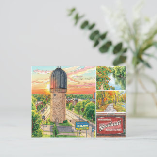 Cartão Postal Arte vetorial de Ypsilanti, Michigan desenhada à m