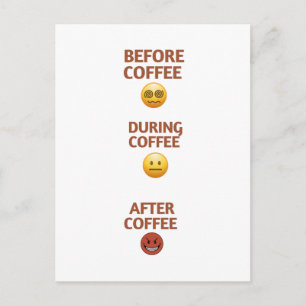 Cartão Postal Arte Vetorial do Humor do Café Antes Durante Depoi