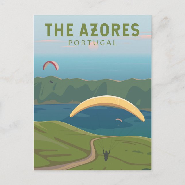 Cartão Postal Arte Viagem dos Açores - Portugal (Frente)