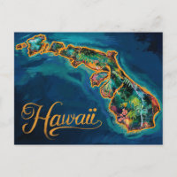 "Arte Vibrante do Mapa do Paraíso Havaiano