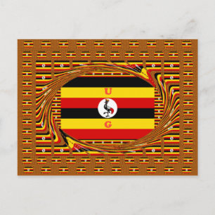 Cartão Postal Arte Vibrante Inspirado na Bandeira de Uganda