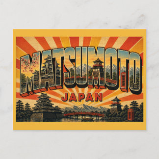 Cartão Postal Arte Vintage da Cidade do Castelo de Matsumoto Jap