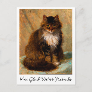 Cartão Postal Arte Vintage de Gato Maine Coon Estou Feliz Que So