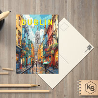 Arte Vintage de Viagem para Dublin Irlanda