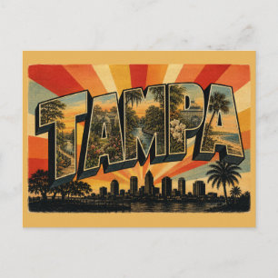 Cartão Postal Arte Vintage de Viagens Tampa Flórida