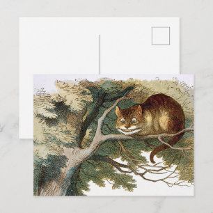Cartão Postal Arte Vintage do Gato de Cheshire de Alice no País 
