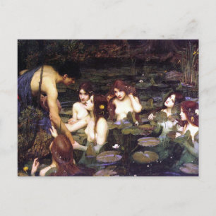 Cartão Postal Arte Vintage John W. Waterhouse Hilas e Ninfas