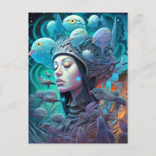 Cartão Postal Arte Visionária De Aves Soberanas