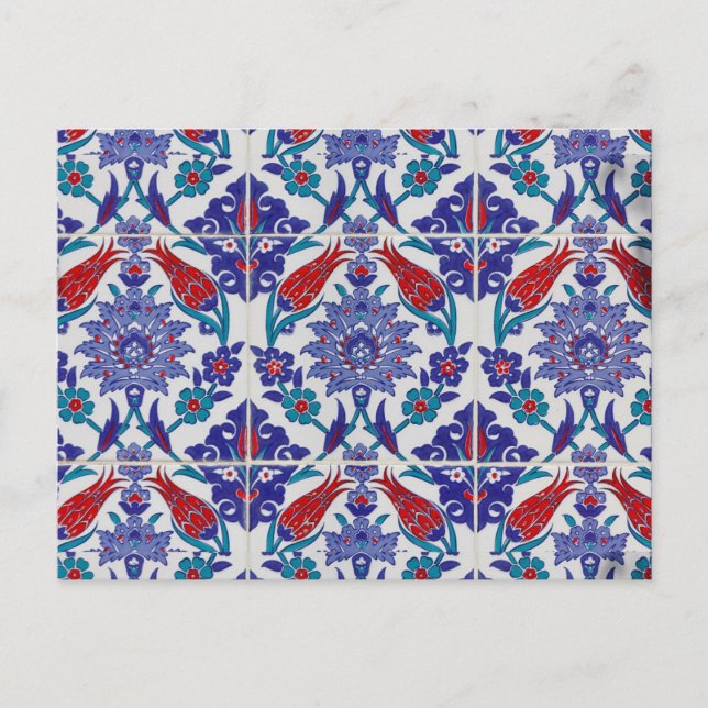 Cartão Postal Arte visual floral arabesco oriental tulipa turca (Frente)