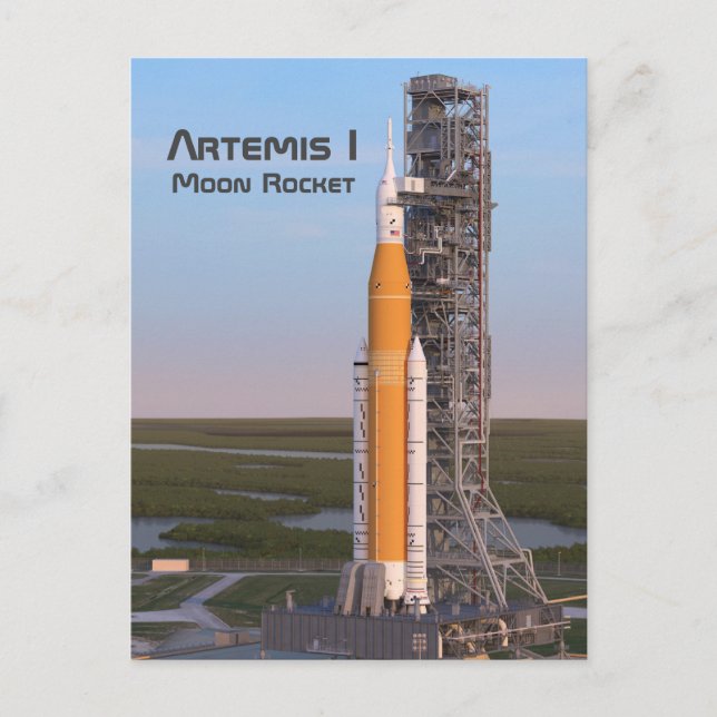 Cartão Postal Artemis One Moon Rocket on Pad (Frente)