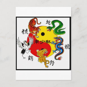 CARTÃO POSTAL ARTES MARCIAIS 5 ANIMAIS