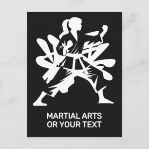Cartão Postal Artes Marciais com Texto e Cor Personalizados