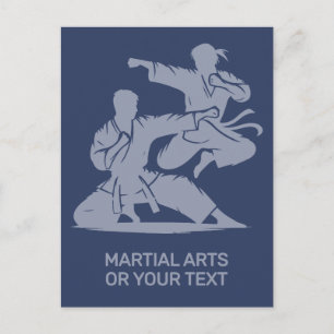 Cartão Postal Artes Marciais de Texto e Cor Personalizados
