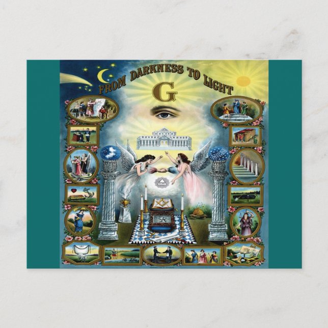 Cartão Postal Artesanato antigo Freemasonry Masonic Hazen (Frente)