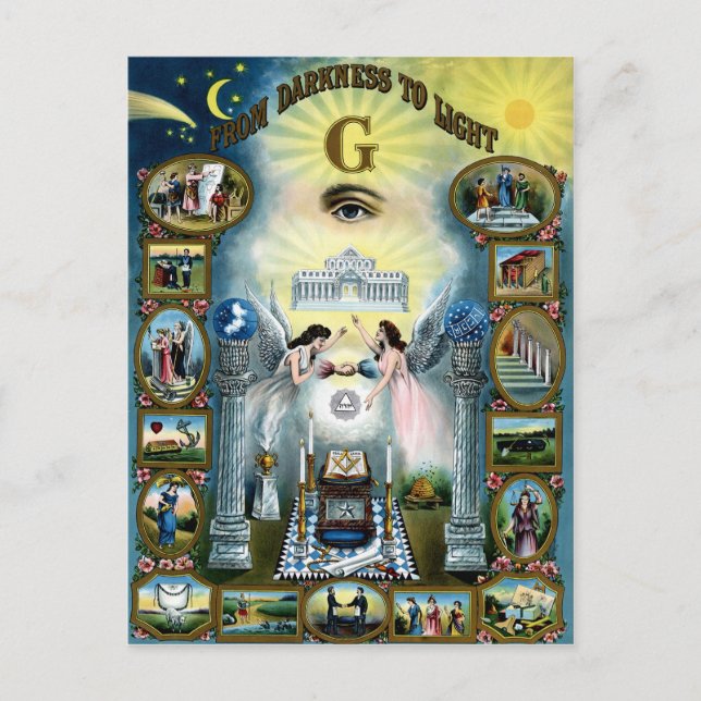 Cartão Postal Artesanato antigo Freemasonry Masonic Hazen (Frente)