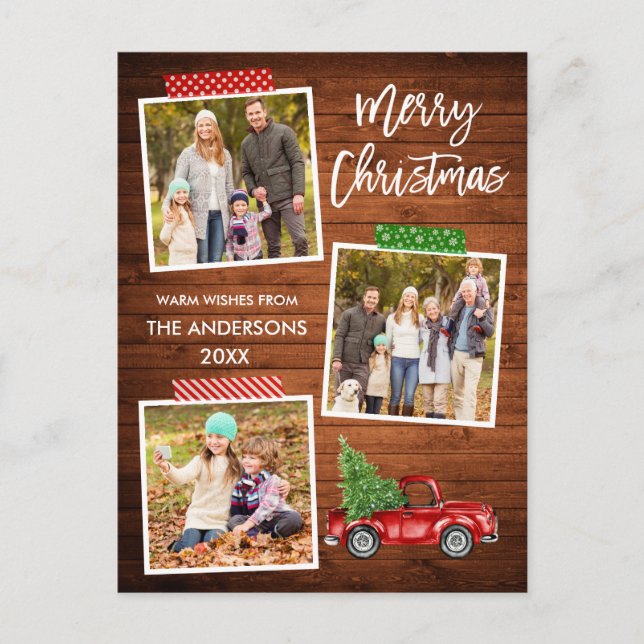 Cartão Postal Artesanato de Escova Fita de Madeira Vermelha Fita (Frente)