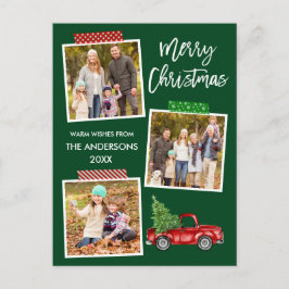 Cartão Postal Artesanato de Script de Pincel Fita Vermelha Natal