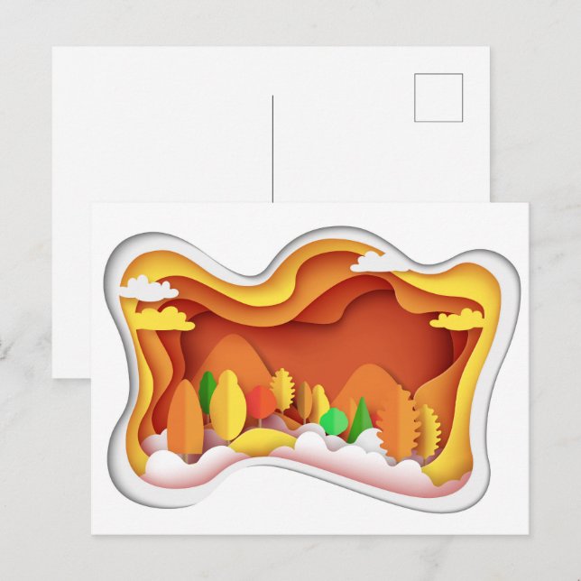 Cartão Postal Artesanato em Papel Cores de Outono  (Frente/Verso)