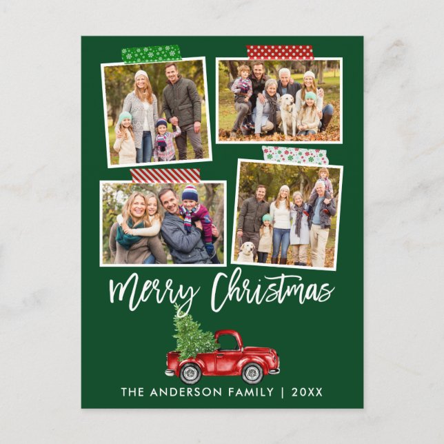 Cartão Postal Artesanato Escoteiro Fita de Natal Caminhão Vermel (Frente)