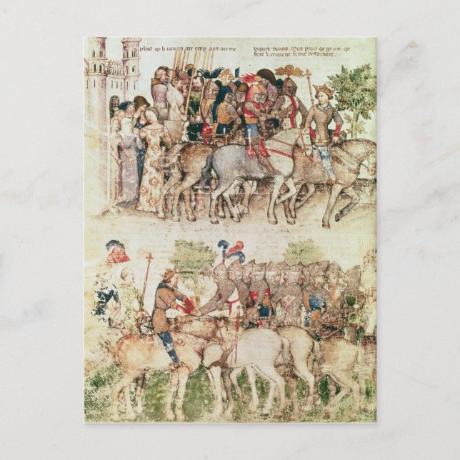 Cartão Postal Arthur e seus cavaleiros se posicionando sobre o (Frente)