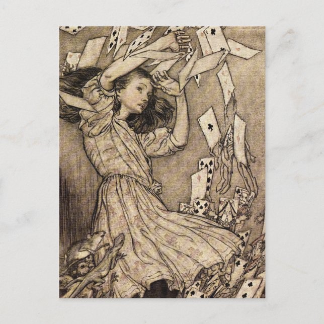Cartão Postal Arthur Rackham Alice No País Das Maravilhas (Frente)