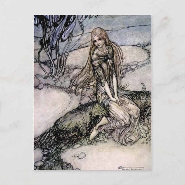 Cartão Postal Arthur Rackham Fairy Art de "Undine" (Frente)