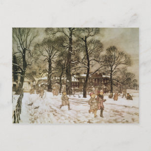 Cartão Postal Arthur Rackham Inverno nos Jardins de Kensington
