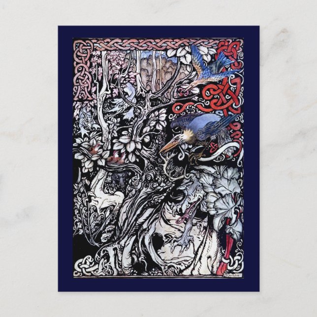 Cartão Postal Arthur Rackham Irish Fayry Tales Ilustração (Frente)