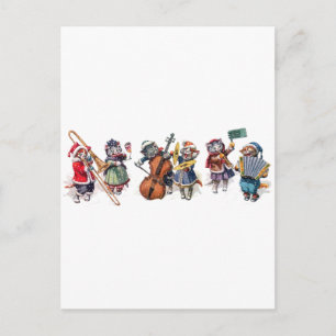 Cartão Postal Arthur Thiele - Gatos Tocam Orquestra na Neve.