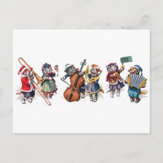 Cartão Postal Arthur Thiele - Gatos Tocam Orquestra na Neve.