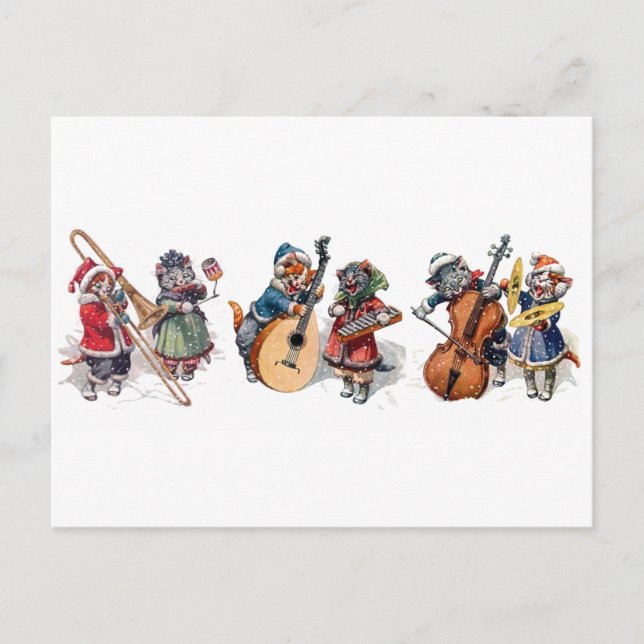 Cartão Postal Arthur Thiele - Orquestra Gata na Neve (Frente)