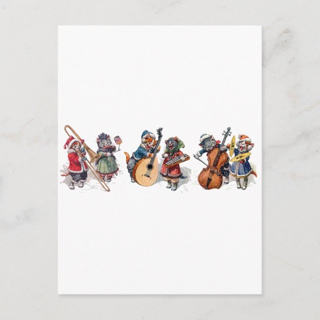 Cartão Postal Arthur Thiele - Orquestra Gata na Neve (Frente)