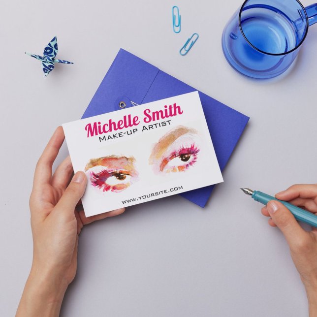 Cartão Postal Artista de maquiagem de castanho-rosado-rosado (Criador carregado)