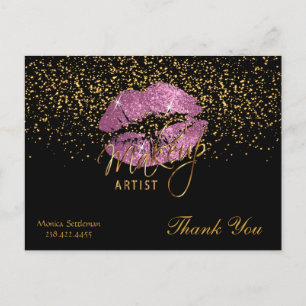 Cartão Postal Artista Makeup Tão Rosa Lábios em Preto