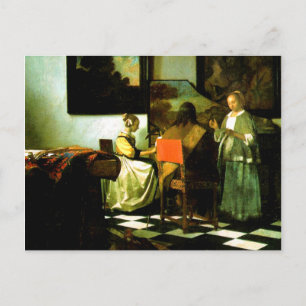 Cartão Postal Artista Neerlandês Vermeer Pintando O concerto