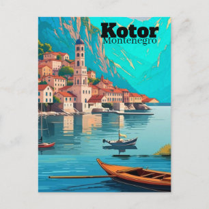 Cartão postal artístico de viagem Kotor Montenegro