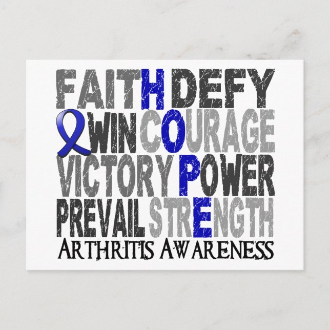 Cartão Postal Artrite de Colagem de Palavras Esperança (Frente)