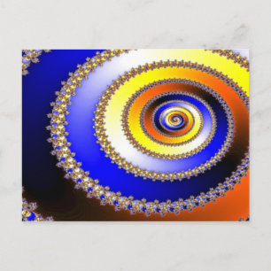 Cartão Postal ARTs abstratas - Espiral azul amarelo