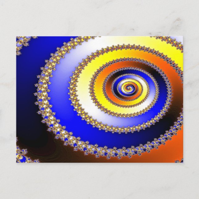 Cartão Postal ARTs abstratas - Espiral azul amarelo (Frente)