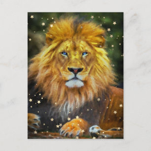 Cartão Postal *~* Artsy AP23 Artístico Celestial Watercolor LION
