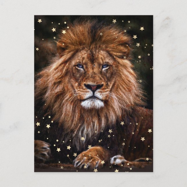 Cartão Postal *~* Artsy AP23 Mystical Celestial Artístico LION (Frente)