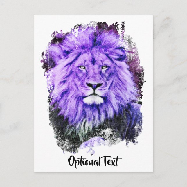 Cartão Postal *~* Artsy AP23 Pintura Artística Purple LION (Frente)