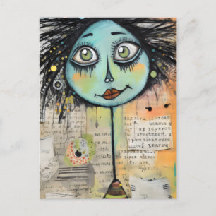 Cartão Postal Artsy Damas 2 Olhos Verdes